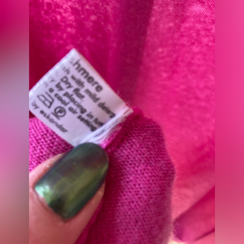 Eskandar 2X 3X 100% Cashmere lipstick pink kimono cardigan sweater - Picture 3 of 6